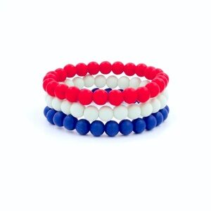 WATERPROOF SILICONE Red Rubber Beaded Stretchy Bracelet for Stacking 🔴🔴 NWT